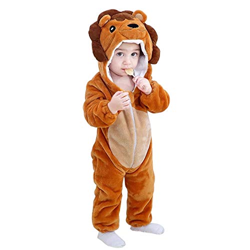 Pink Kites Baby Boy/ Baby Girl cloths Flannel Jumpsuit Lion cub Style Clothes for baby Clothing Hooded Romper Outwear - (3months To 9 months)