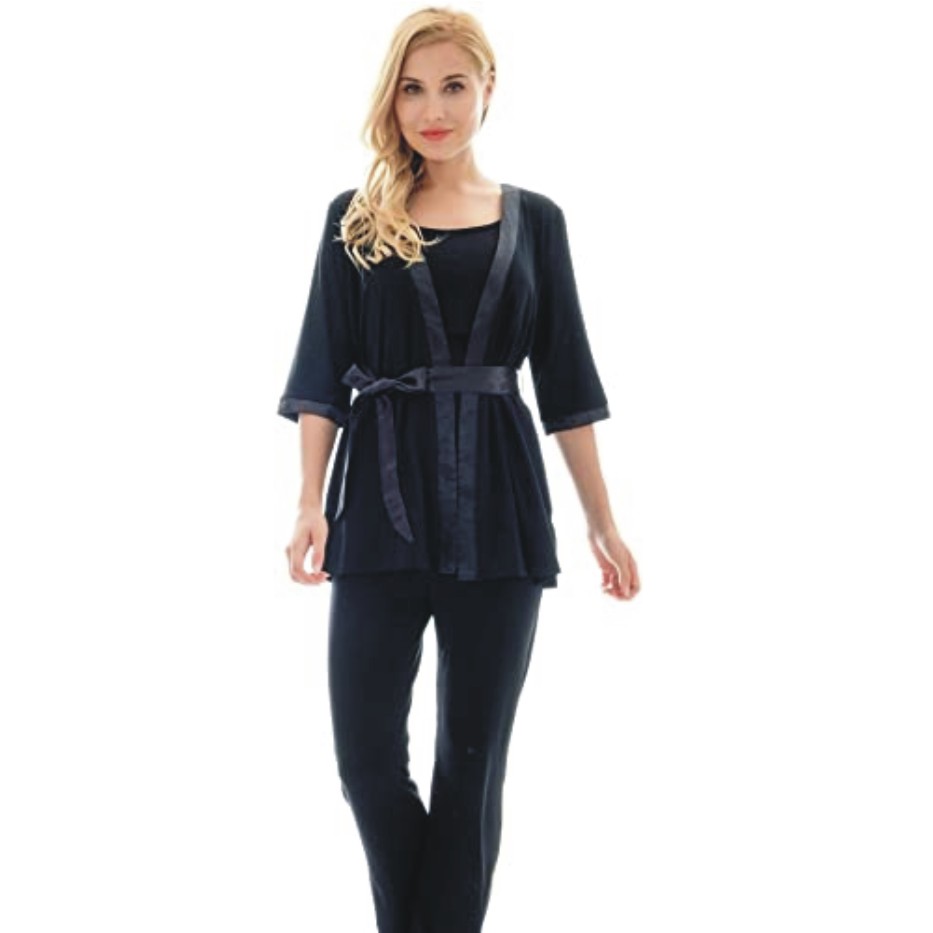 Bearsland Maternity Women's 3 Pieces Soft Nursing Pajamas Set Postpartum Sleepwear for Breastfeeding