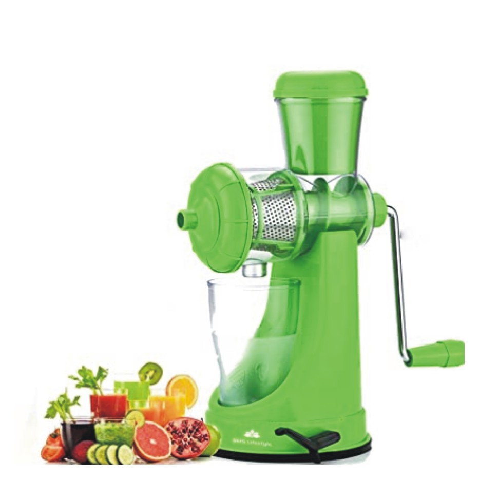 3D METRO SUPER STORE Plastic Hand Juicer Fruit and Vegetable Juicer with Steel Handle, Fruit juicer  (Green Pack of 1)