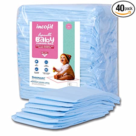Incofit Baby Disposable Underpad | Changing Mats | Changing Pads | Baby Waterproof Pads | Waterproof Diaper | Breathable Underpads | Bed Protector With 100% Water Proof Non Slip Back Sheet -Size : 60 