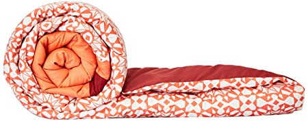 Amazon Brand - Solimo Microfibre Printed Comforter, 200 GSM, Single (Carmine Candy, 150 x 230 cm)