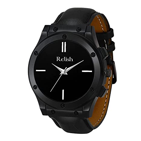 Relish Analog Stainless Steel Case Black Strap Analog Display Quartz Watch | Dark Series