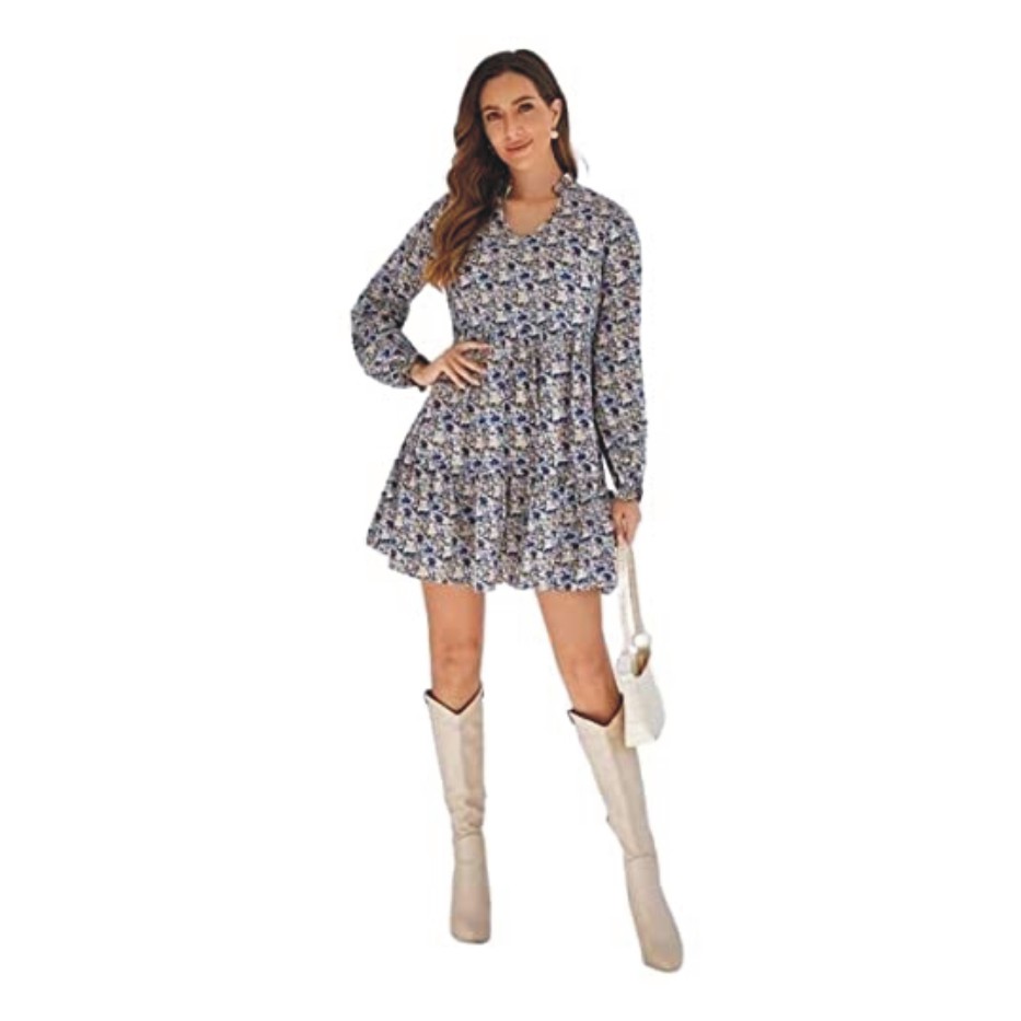 GRECIILOOKS Western Dresses for Women | Women's Vintage Tea Dress Prom Swing Cocktail Party Dress with Cap-Sleeves