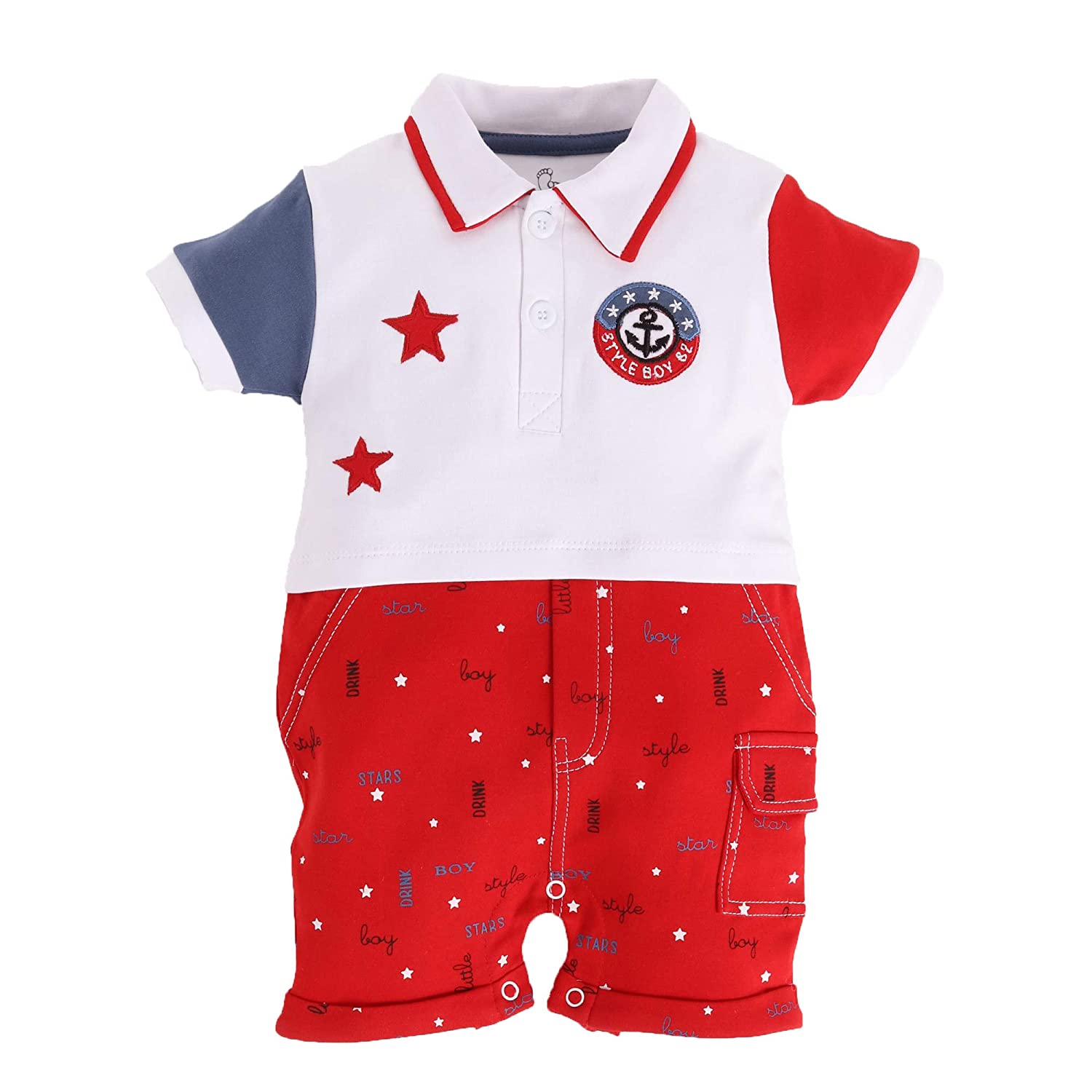 Baby Go 100% Cotton Half Sleeve Romper for Baby-Boys