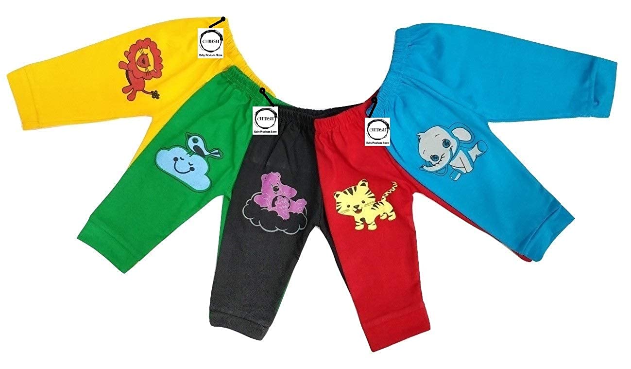 Jack's Star Kids Soft Cotton Trackpants Lowers Pajama for Infants Toddler Boys and Girls with Bottom Ribs (Pack of 6)