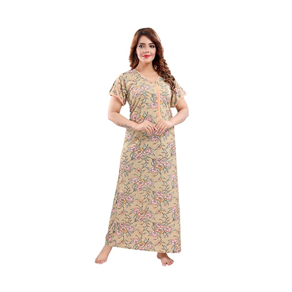 TIGYWIGY Women's Cotton Embroidery Feeding Nighty/Maternity Dress