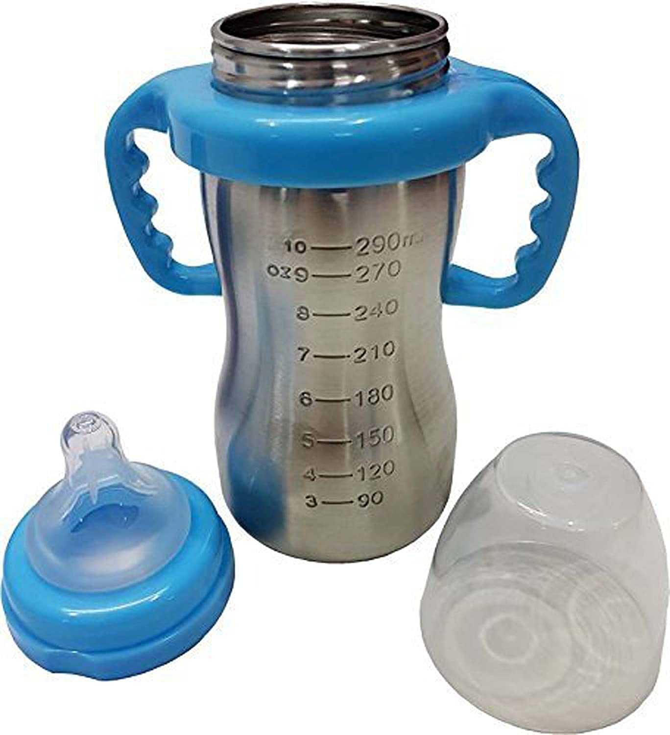 DOMENICO Baby Feeding Bottle in Stainless Steel rganic Kidz High Grade Stainless Steel 2 in 1 Sipper and Feeding Bottle with Silicone Nipple for Baby (240 ml)