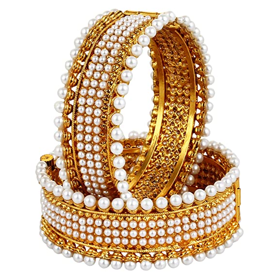 YouBella Jewellery Gold Plated Pearl Bracelets Bangles for Women and Girls