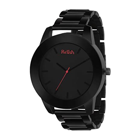 Relish Men's Black Stainless Steel Case Chain Analog Display Quartz Watch | RE-BB1084