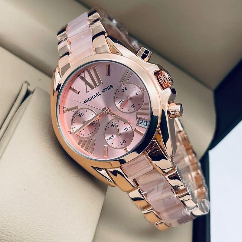 Michael Kors Bradshaw Chronograph Two Tone Pink Rose Gold Women’s Watch