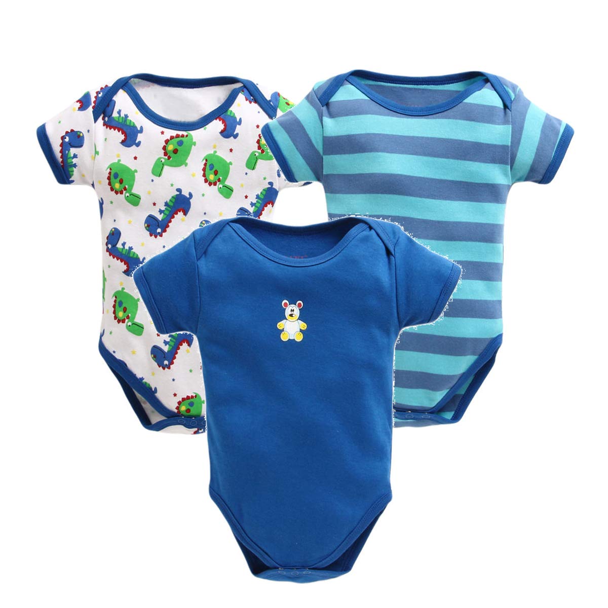 EIO® New Born Baby Romper Body Suits Jump Suit for Boys and Girls Set of 3 (Months-3 Months)