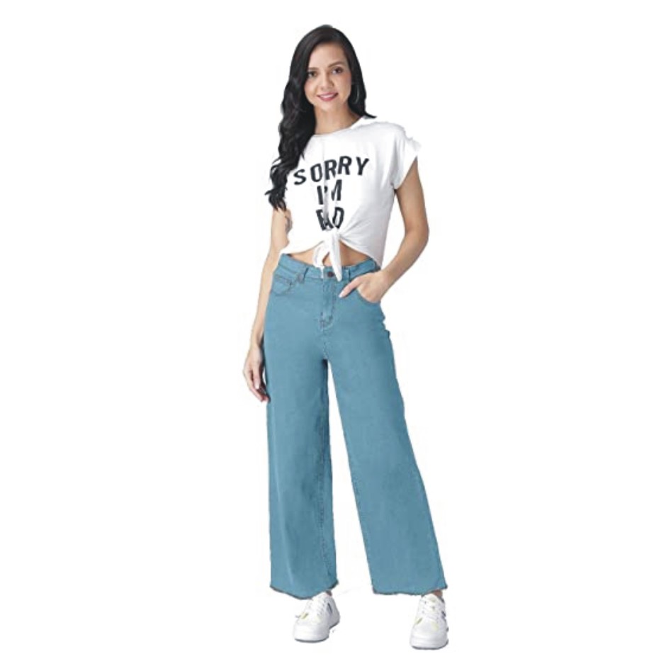 KOTTY LIGHTBLUE Solid Cotton Lycra Women High Rise Jeans