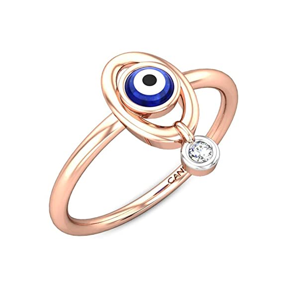 Kalyan Jewellers Evil Eye BIS hallmarked 14K/18K Gold and Certified Diamond Ring For Women