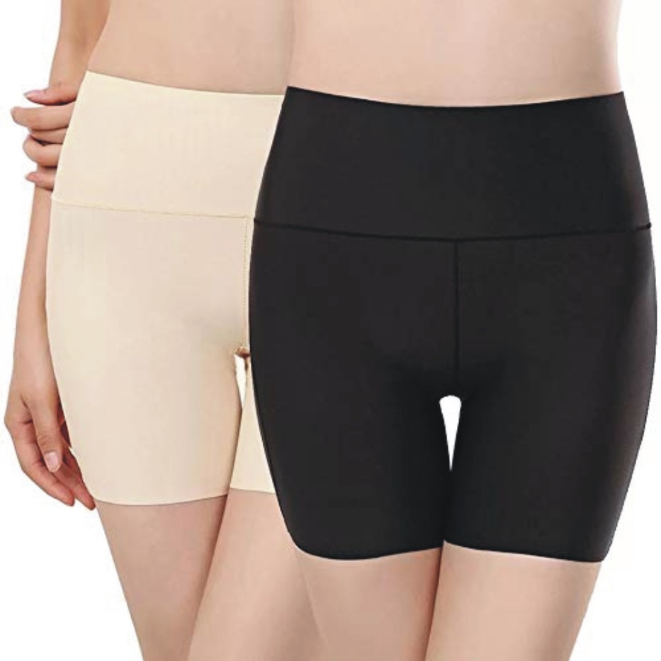 GLAMORAS® Women’s High Waist Ice Silk Seamless Comfortable Safety Shorts/ Boyshort Panties/Under Skirt Shorts/Cycling Shorts(Pack of 2)