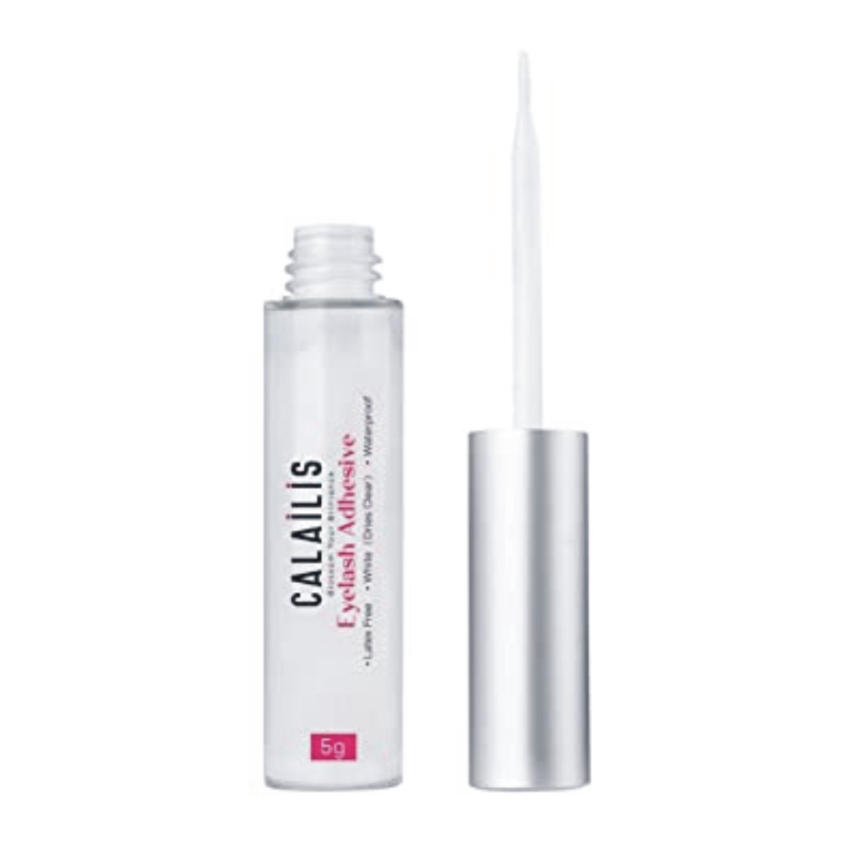 CALAILIS False Eyelash Glue, Lash Adhesive Super Strong Hold Waterproof Eyelashes Glue White 5g