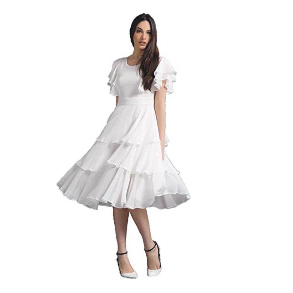 QUEEN ELLIE Women's Fit and Flare Midi Dress