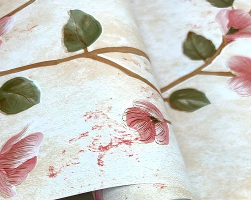 White & Red Floral and Botanical Printed Self Adhesive Wall Sticker