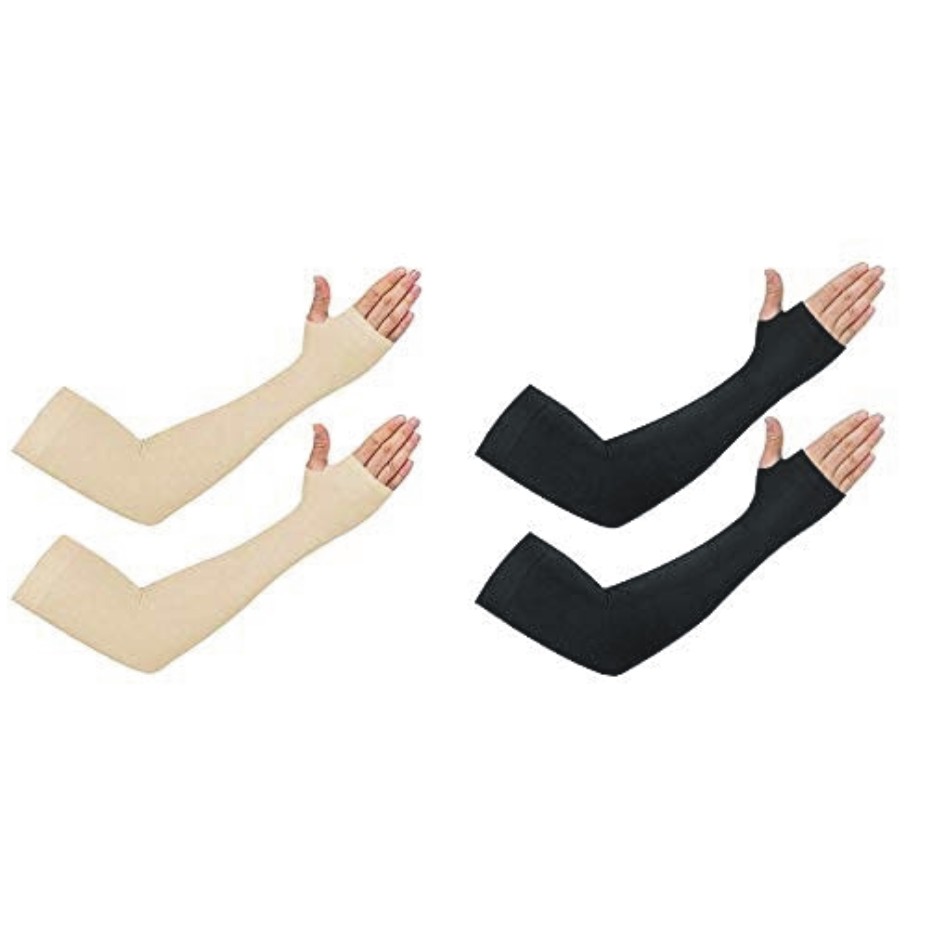 thumbnail interactive-video image 1 of Lace UV Protection Arm Sleeves - Cooling Breathable Sports Sleeves For Women, Floral Pattern, Elbow Length 1 of 3