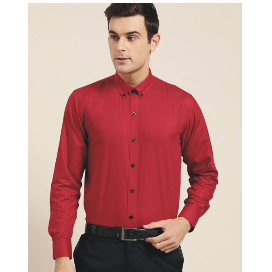Men Regular Fit Solid Button Down Collar Formal Shirt