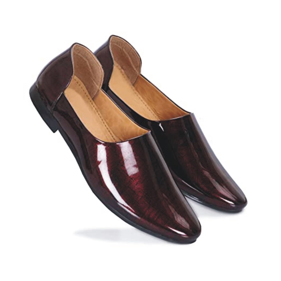 SKOFFER Men's Loafer, Casual Shoes, Shoes for Man Slip on Patent Synthetic Leather Formal New in Fashion Jutti