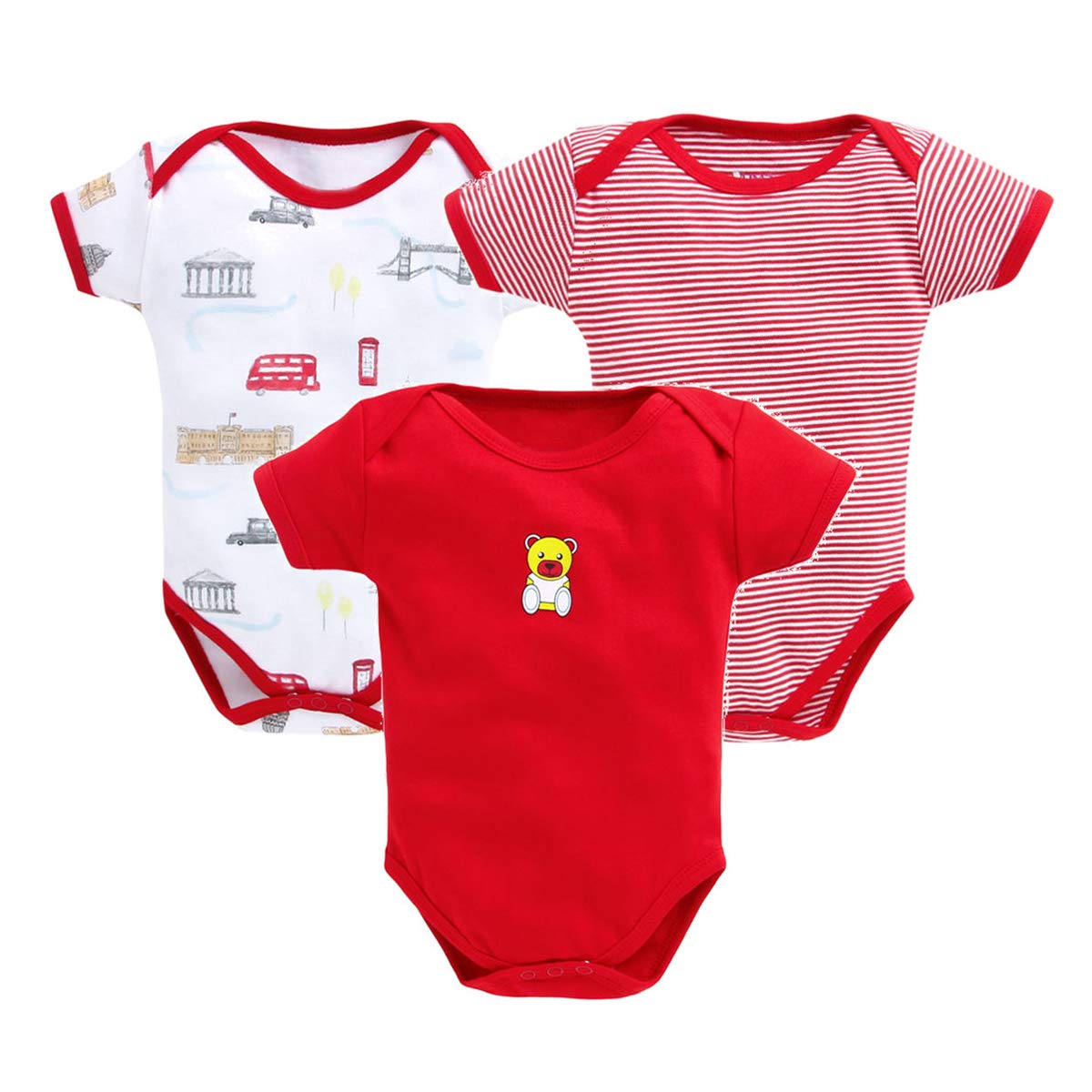 EIO® New Born Baby Romper Body Suits Jump Suit for Boys and Girls Set of 3  (Months-3 Months)