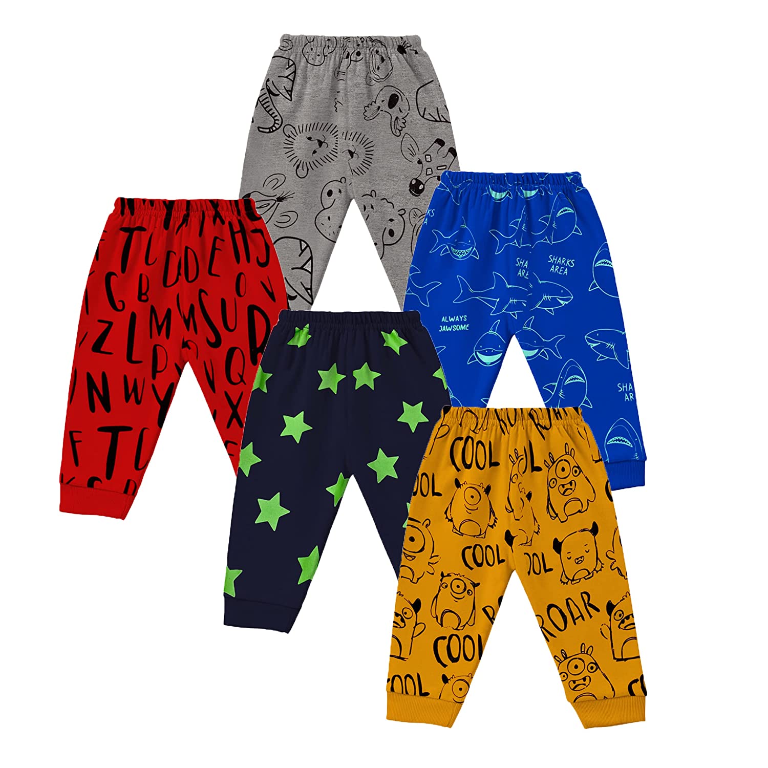 Kuchipoo Regular Fit Baby Boys and Baby Girls Pyjamas - Pack of 5 (PAJ-123)