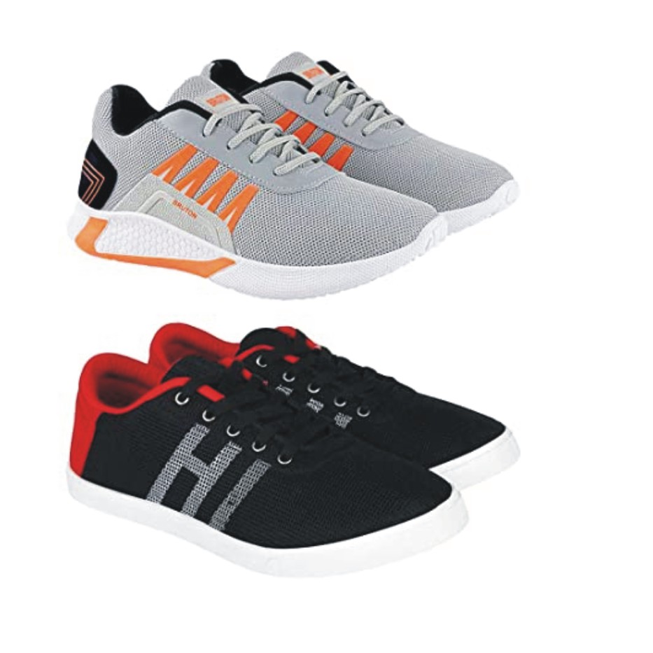 BRUTON No. 007 Men's Sports, Walking, Gym, Training, Running Shoes (Set of 2 Pair)
