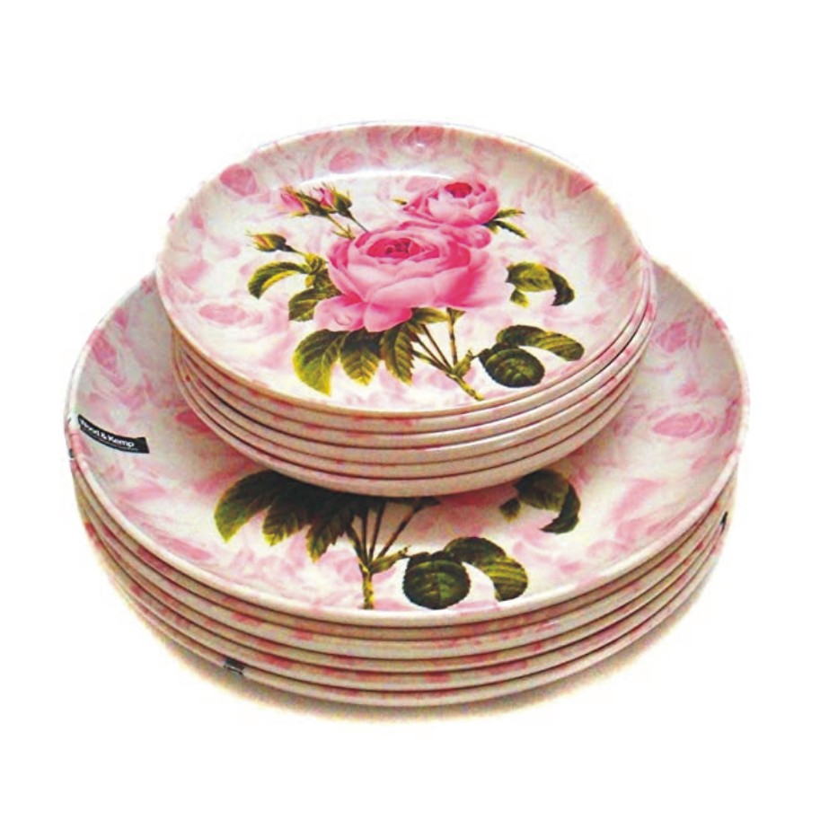 Goods&Fleet Melamine 6 Full Plate 12 Inch & 6 Half Plate 8 Inch (Microwave Safe, pack Of 12) 406 Dinner Plate  (Pack of: 12)