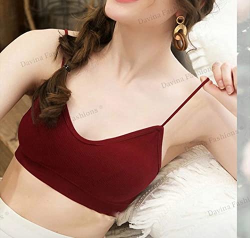 DAVINA FASHIONS Camisole Sports Yoga Tank top with Straps for Women's and Girls Free Size (26 to 34 Bust-Size) (Removable Pad)