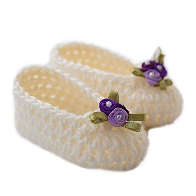 LOVE CROCHET ART unisex-child Cream Booties - 0-6 Months
