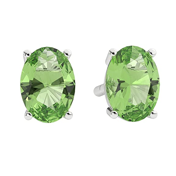 Nora Nico Natural Peridot 7x5mm Oval 925 Sterling Silver Stud Earrings for Women and Girls