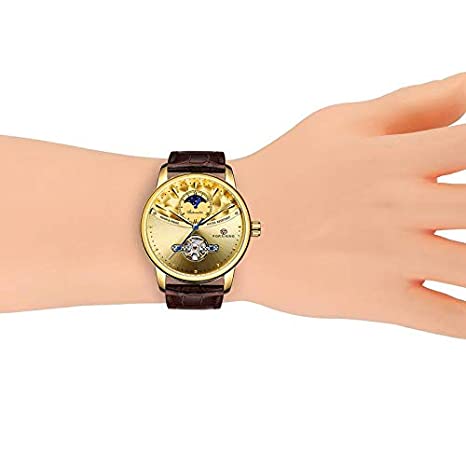 Forsining Tourbilion Moon Phase Automatic Mechanical Analog Multicolor Dial Men's Watch - FSG8179