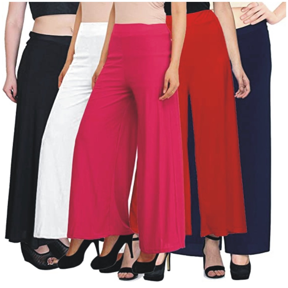 PIXIE lets work together! Stylish Casual Wear Malai Lycra Pant Palazzo Combo Pack of 5 - Free Size