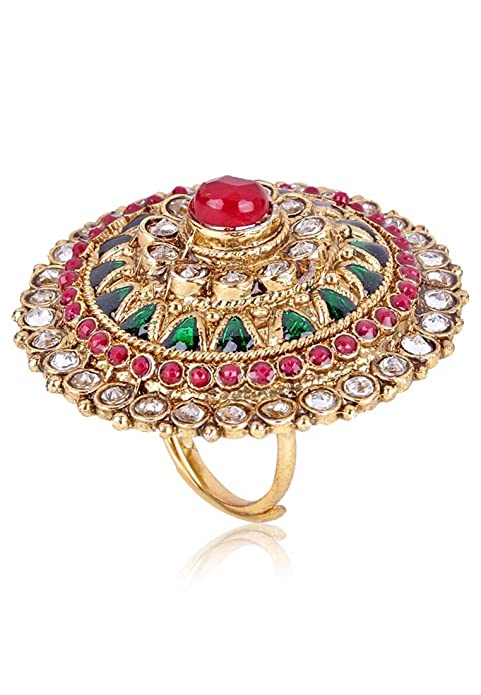 Shining Diva Multicolor Gold Plated Ring for Women (6683r)