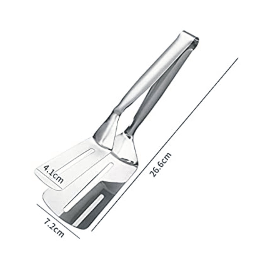 Giffy® New BBQ Cooking Tool Frying Turner Double Sided Spatula Multi-Functional Stainless Steel Food Flipping Clip Steak Tong Food Clamp - 10 Inch