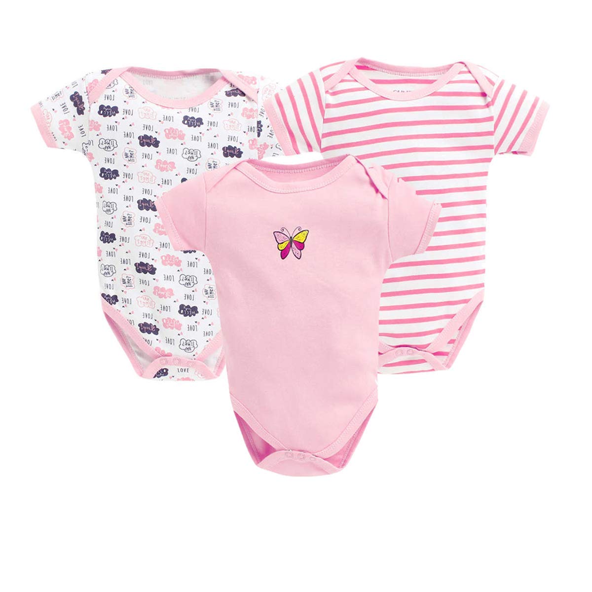 EIO® New Born Baby Romper Body Suits Jump Suit for Boys and Girls Set of 3 (Months-3 Months)