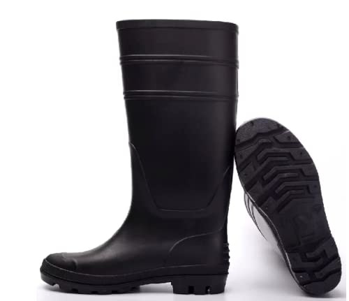 DARIT Men's Waterproof Durable Rubber Outdoor Gumboots with Highly Designed Sturdy Grip (Black)