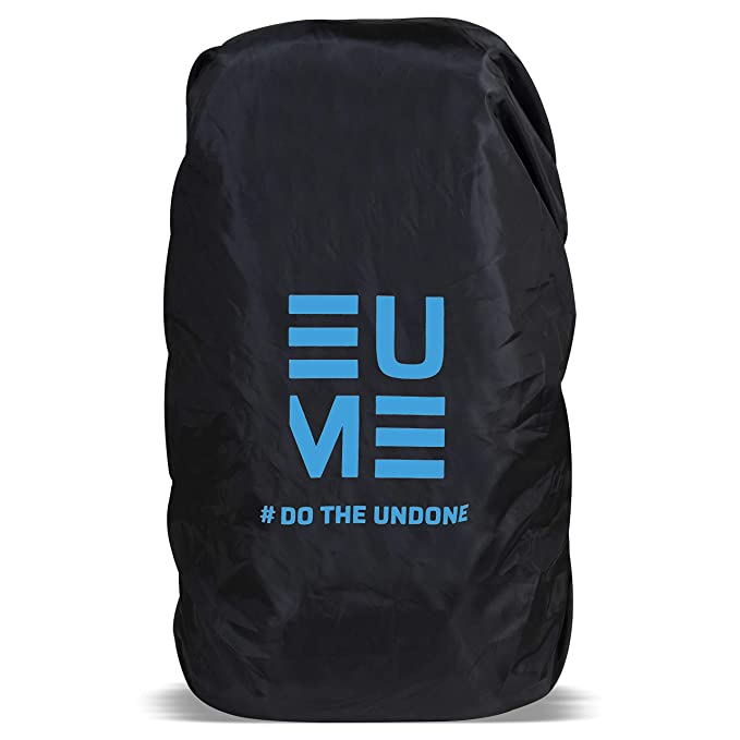 Eume Polyester 65 LTR Rain and Dust Cover for Trekking and Rucksack Bag (Black & Blue)