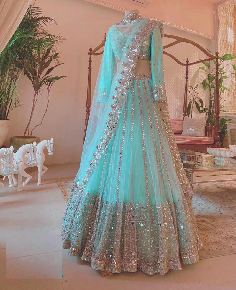 light Pink Color Appealing Net With Silk Satin Work Wedding Wear Lehenga  Choli