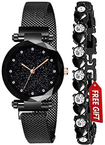 Acnos 4 Colors Magnet Strap Analogue Women's and Girls Watch Sweet Heart 4 Colors Bracelet Combo for Girl's & Women's Watch (Set of 2)