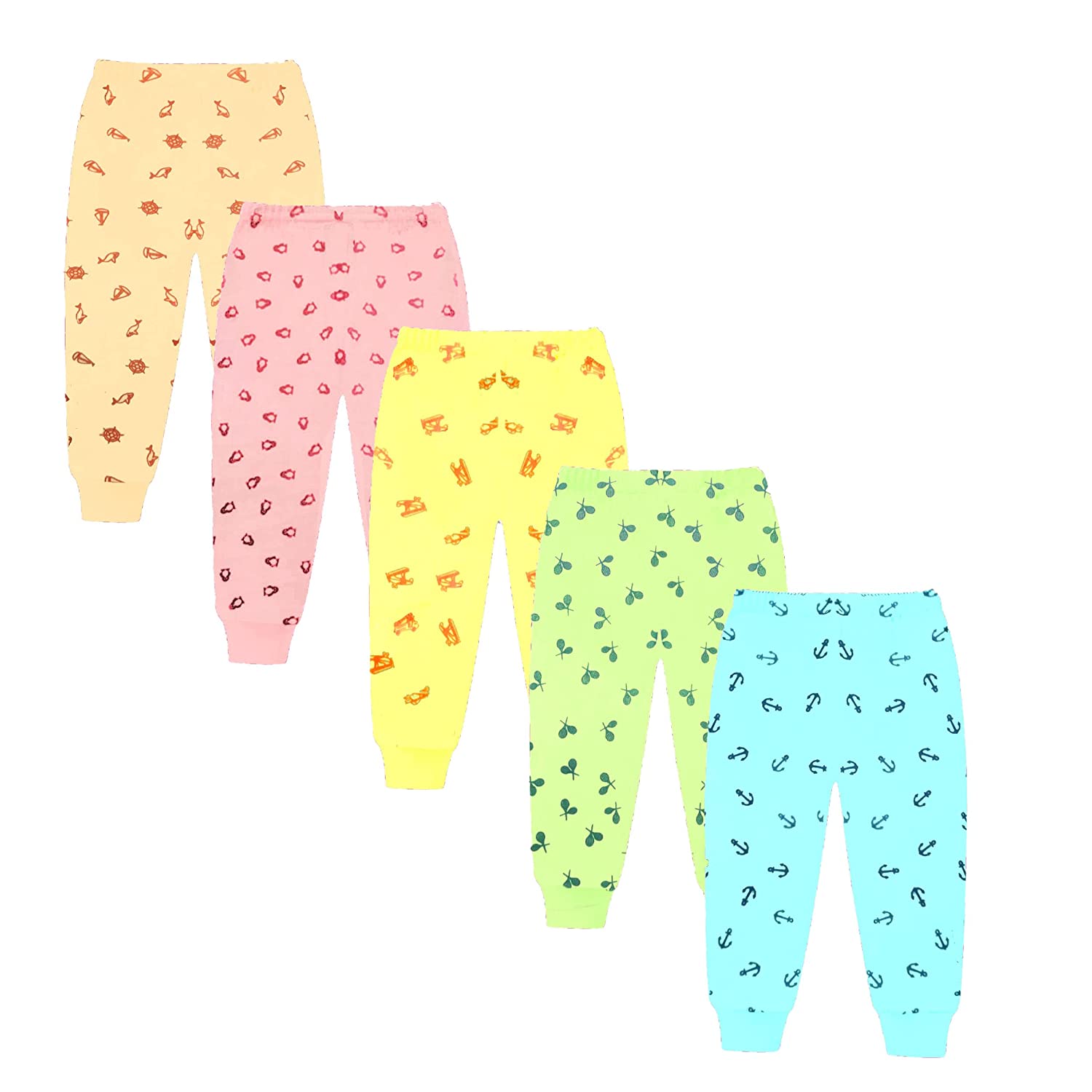 Kuchipoo Baby Boy's & Baby Girl's Regular Fit Pyjama Pants pack of 5